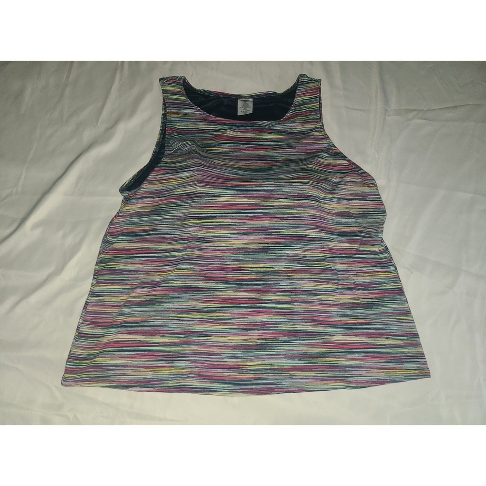 Lands End Womens 24W Tankini Swim Top Multi Color Space Dye Stripe 513788